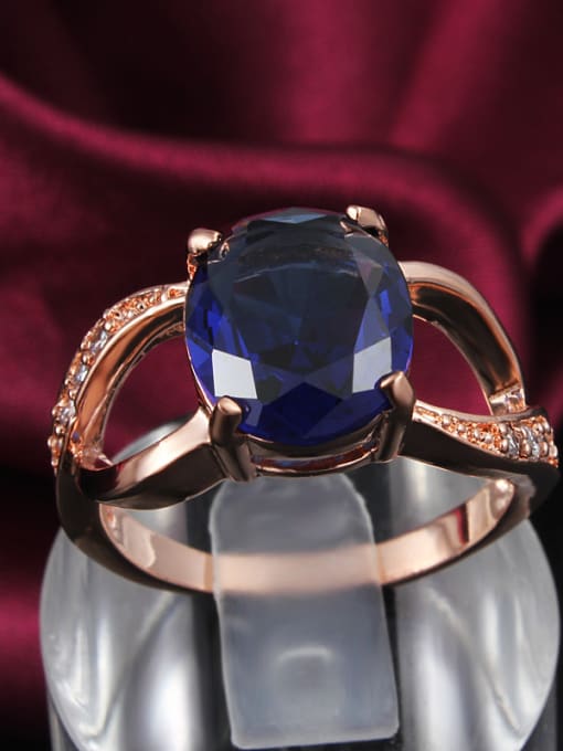SANTIAGO Blue Rose Gold Plated Zircon Copper Ring 1