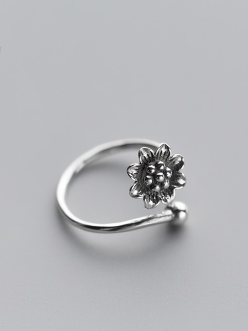 Rosh Exquisite Open Design Flower Shaped S925 Silver Ring 0