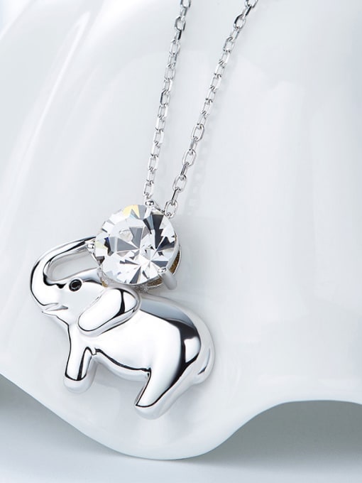 CEIDAI Simple Little Elephant Cubic austrian Crystal 925 Silver Necklace 2