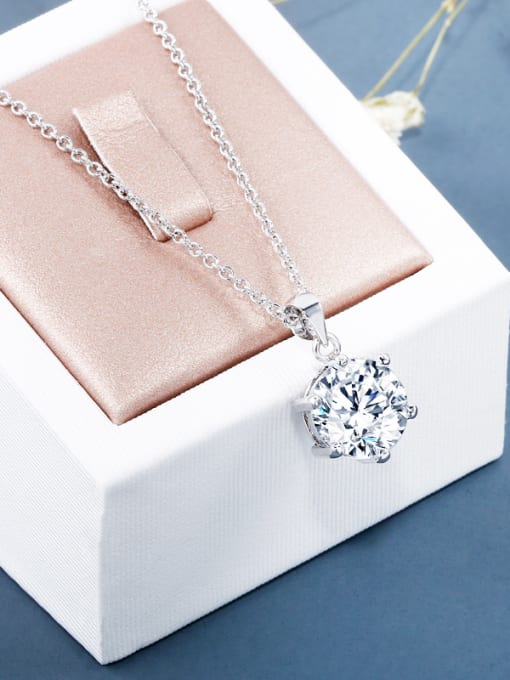 OUXI 18K White Gold Austria Crystal Round Shaped Necklace 4