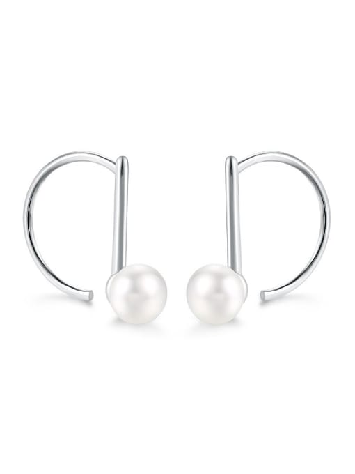 ZK Simple White Freshwater Pearl 925 Silver Stud Earrings 0
