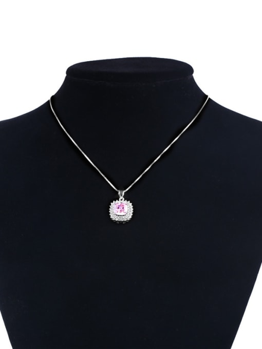 Ronaldo Exquisite Pink Stone 925 Silver Necklace 2