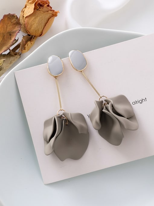 C grey Alloy With Gold Plated Personality Flower Drop Earrings