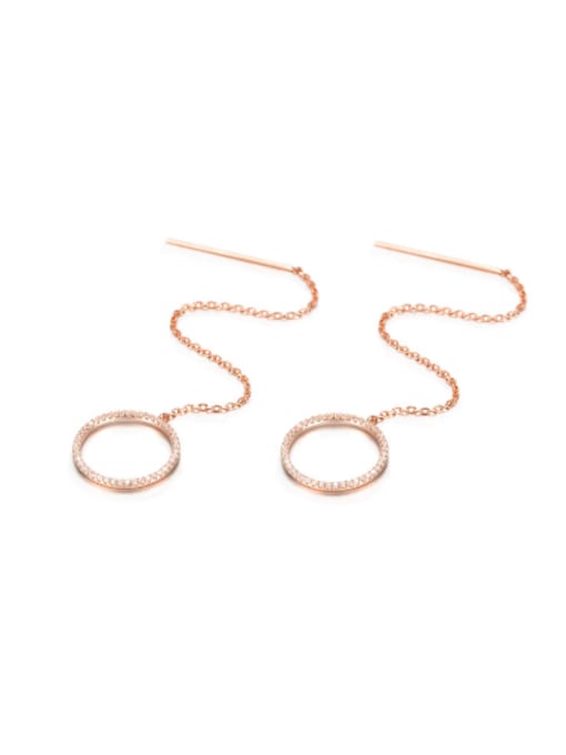 Rose Gold 925 Sterling Silver Zircon Fashion Circle Shaped threader earring