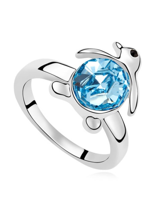 light blue Personalized Little Penguin austrian Crystal Alloy Ring