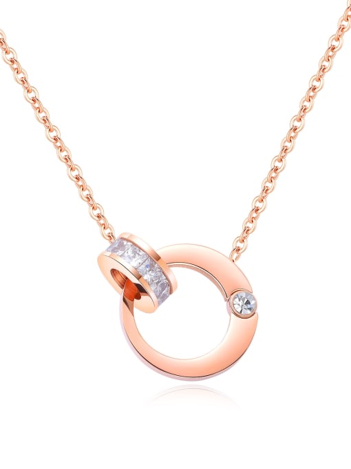 rose gold Stainless Steel With Rose Gold Plated Fashion Round Necklaces