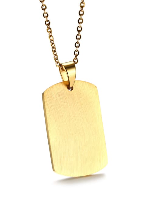 Pendant All-match Gold Plated Square Shaped Stainless Steel Necklace