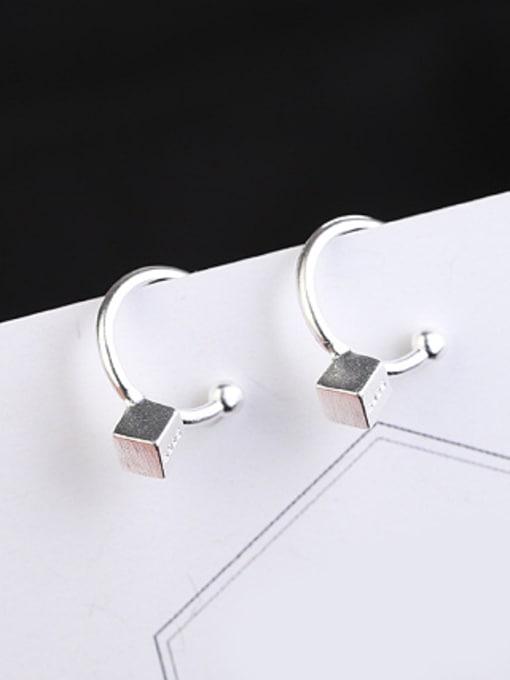 Peng Yuan Simple Tiny Cube Round Clip On Earrings 0