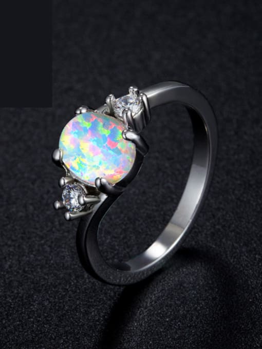 UNIENO Natural Opal White Gold Plated Women Ring 2