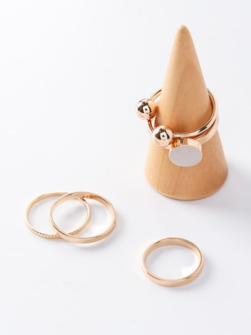 Girlhood Alloy With Gold Plated Trendy Ball Stacking Rings 3