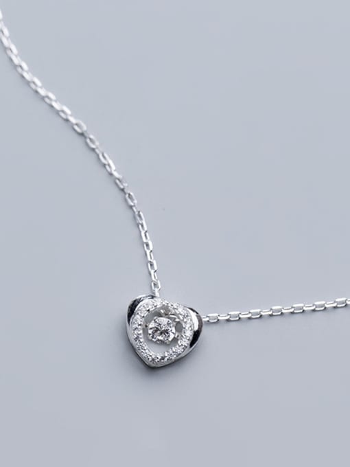 Rosh 925 Sterling Silver With Silver Plated Simplistic Hollow Heart Necklaces 1