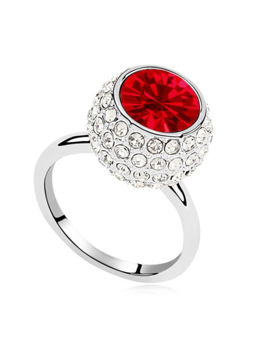 Red Fashion Shiny Cubic austrian Crystals Alloy Platinum Plated Ring