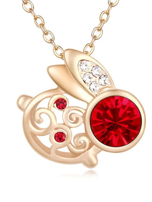 red Personalized Zodiac Rabbit Cubic austrian Crystals Alloy Necklace