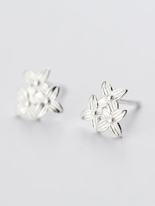 Rosh Elegant Flower Shaped Rhinestone Silver Stud Earrings 0