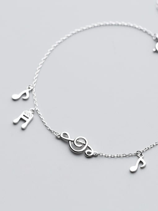 Rosh 925 Sterling Silver With Platinum Plated Cute Note Anklets 1
