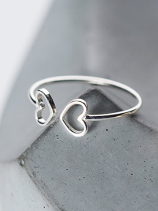 Rosh Fresh Hollow Heart Shaped S925 Silver Ring 0