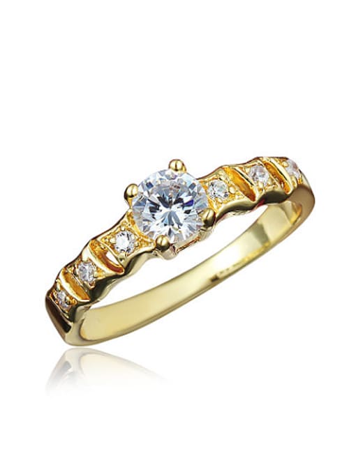 SANTIAGO Delicate Round Shaped 18K Gold Plated Zircon Ring 0