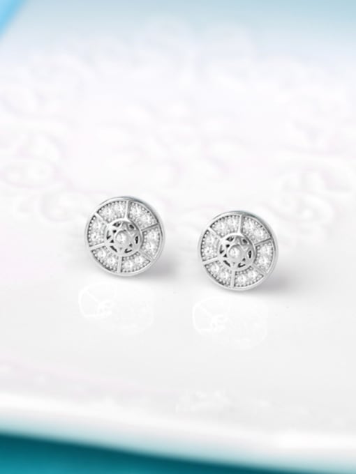 kwan Micro Pave Zircons Silver Stud Earrings 1