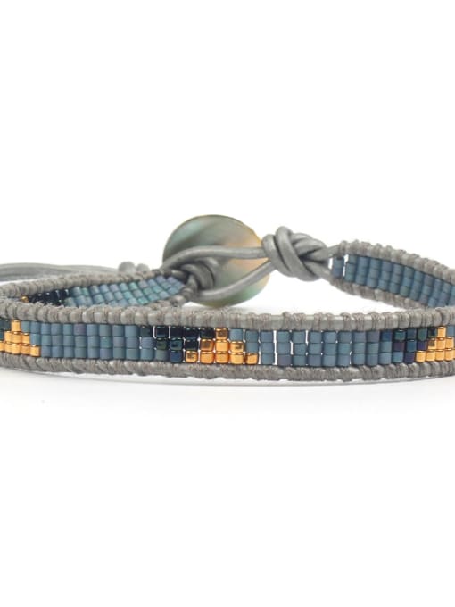 HB622-G Retro National Women Woven Leather Bracelet
