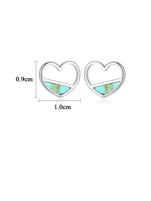 CCUI 925 Sterling Silver With Turquoise  Cute Heart Stud Earrings 4