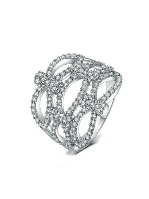 ZK Hollow Engagement Ring with Micro Pave Zircons 0