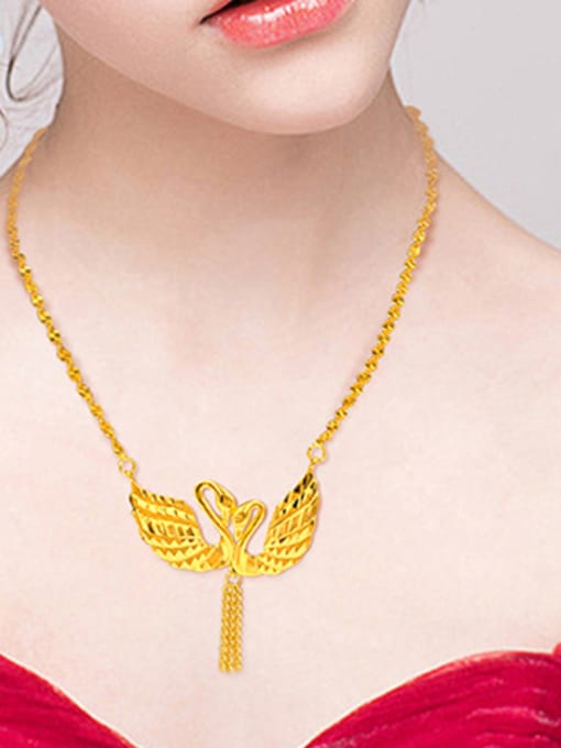 Neayou Women Fresh 18K Gold Plated Double Swan Necklace 1