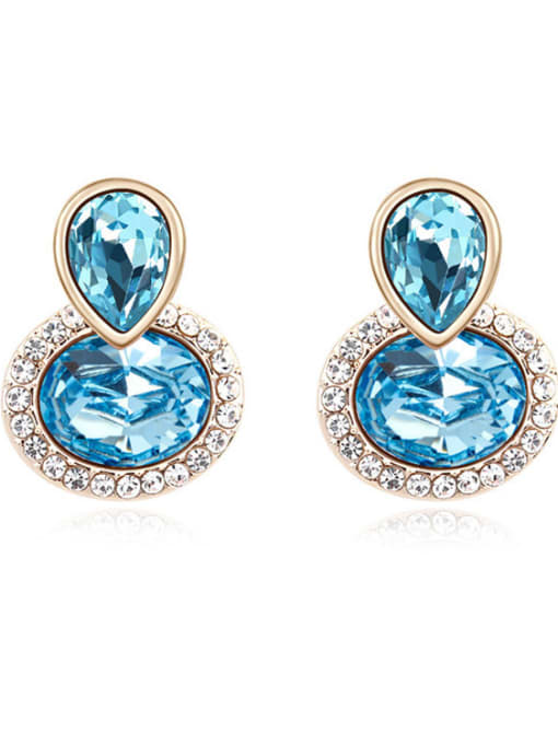 blue Fashion Shiny austrian Crystals-accented Alloy Stud Earrings