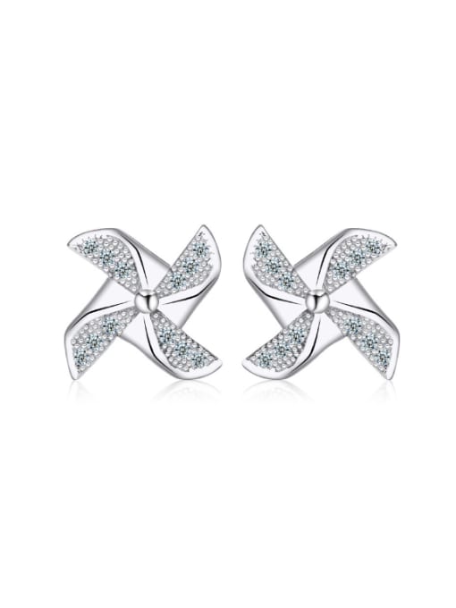 kwan Micro Pave Small Windmill Silver Stud Earrings 0