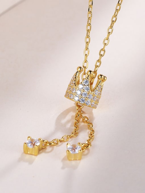 One Silver Gold Plated Crown Necklace