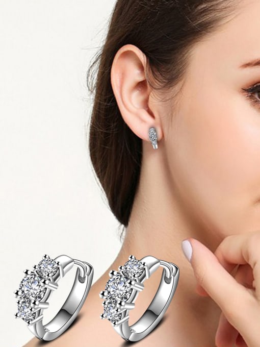 Ya Heng Fashion Geometric Noble AAA Zircons Fashion Women Clip Earrings 1