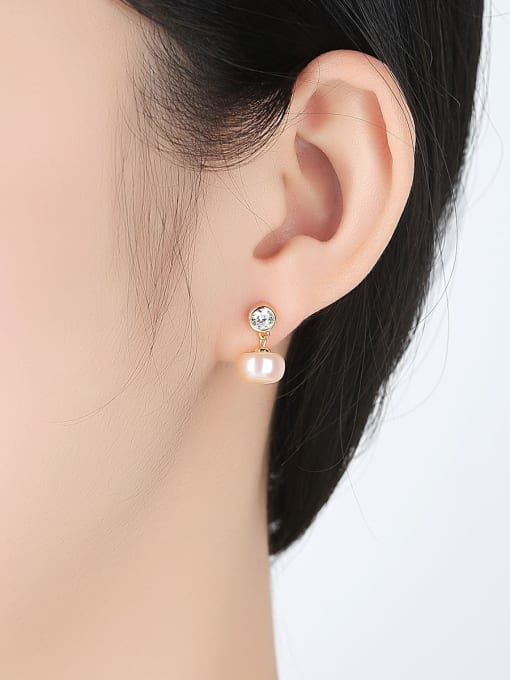 CCUI Pure Silver Natural Freshwater Pearl Stud Earrings 2