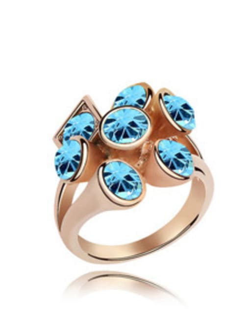 QIANZI Personalized Cubic austrian Crystals Rose Gold Plated Alloy Ring 3