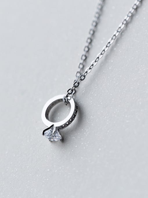 Rosh S925 silver mini ring shape zircon necklace 2