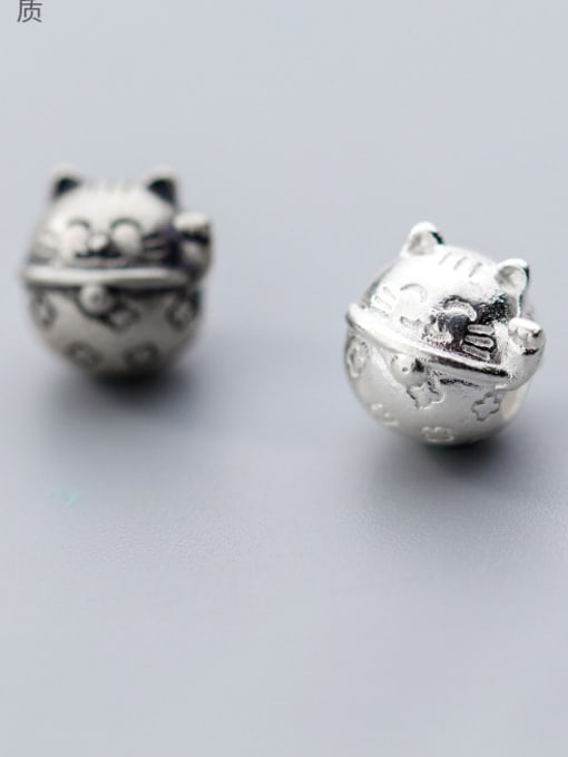 FAN 925 Sterling Silver With Silver Plated Vintage Cat Charms