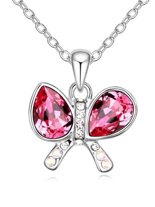 pink austrian Elements Crystal Necklace Jiaoutiancheng bow crystal pendant Pendant with Zi