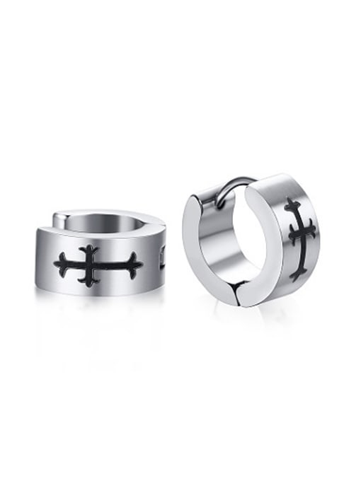 steel Personality Cross Pattern Stainless Steel Clip Earrings
