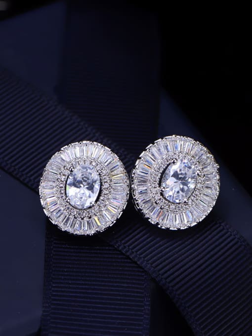 White High Quality Zircon Stud Cluster earring