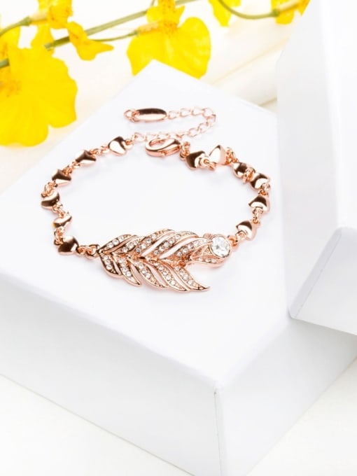Ronaldo Exquisite Rose Gold Plated Feather Shaped Bracelet 2