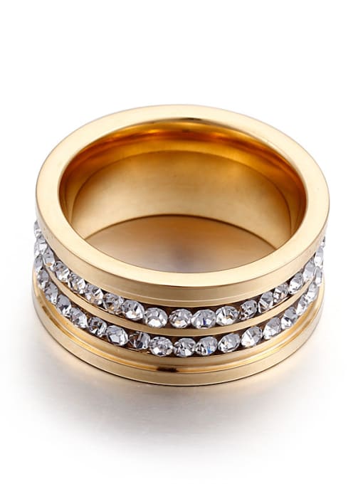 Golden Stainless Steel With Gold Plated Cubic Zirconia Trendy Rings