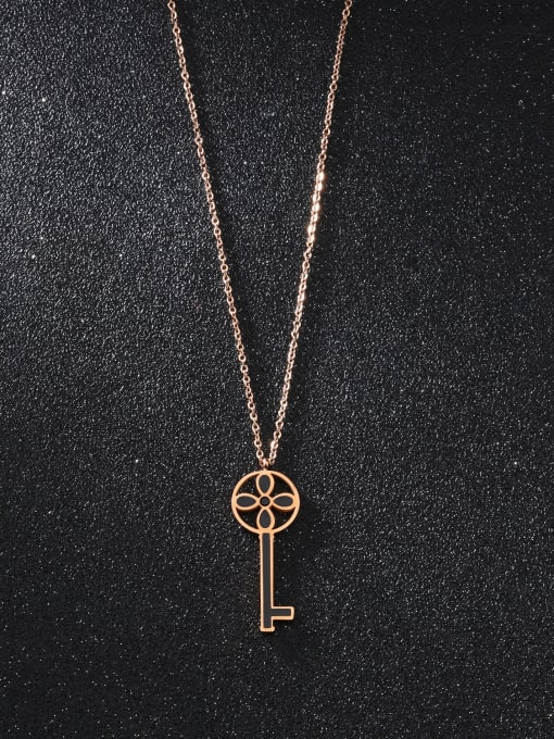 Open Sky Simple Key Rose Gold Plated Titanium Sweater Chain 2