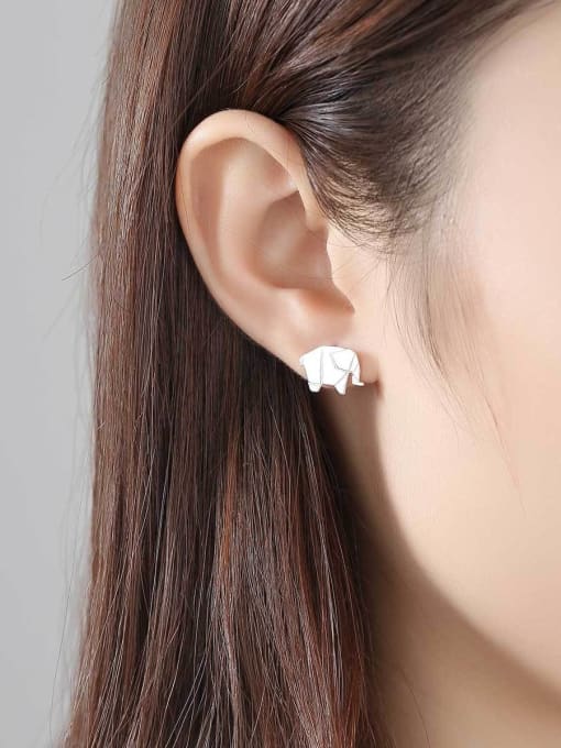 CCUI 925 Sterling Silver With Simplistic Animal elephant Stud Earrings 1