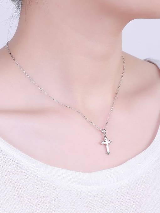 One Silver Cross Shaped Necklace 1