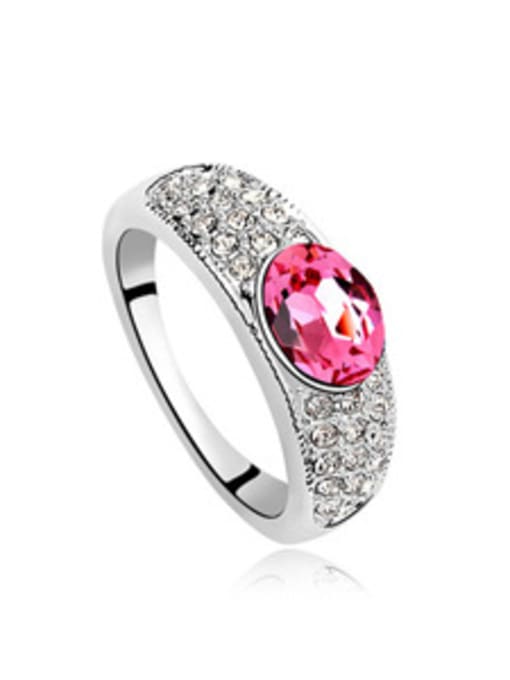 pink Simple Cubic Shiny austrian Crystals Alloy Ring