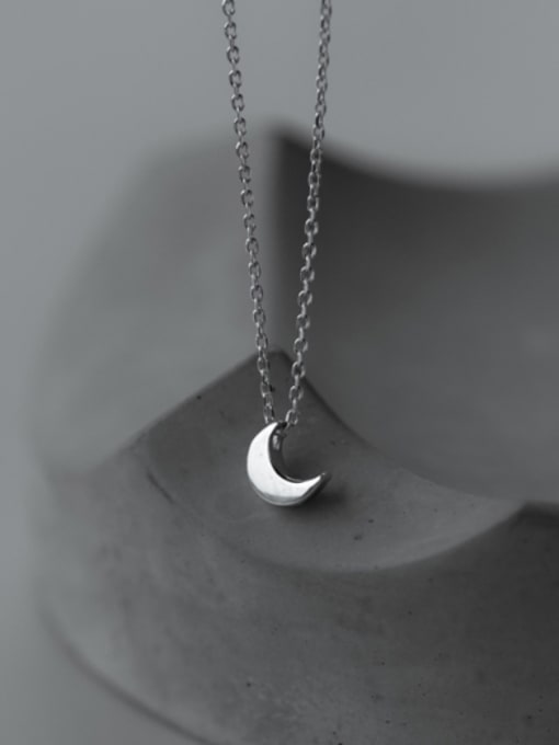 Rosh S925 Silver Smonth Moon Necklace 2