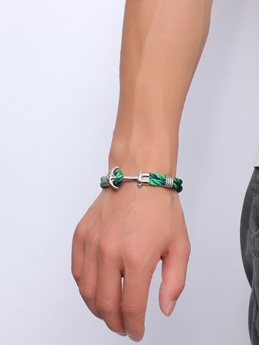 CONG Delicate Green Geometric Shaped Stainless Steel Band Bracelet 1