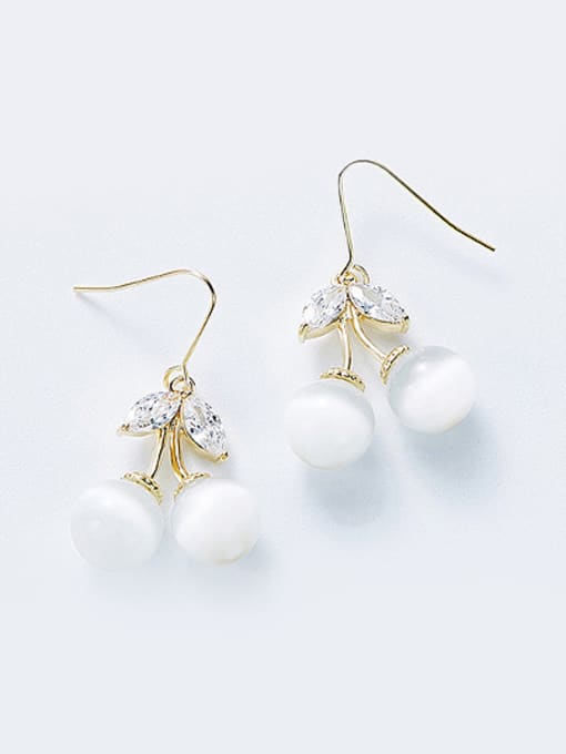 CEIDAI Fashion Opal stone Beads Marquise Zirconias Copper Earrings 3