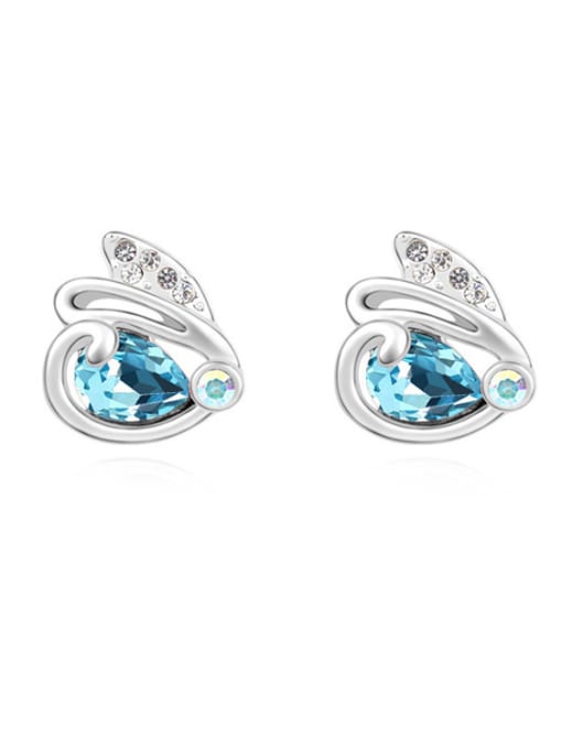 blue Tiny Rabbit austrian Crystals Alloy Stud Earrings