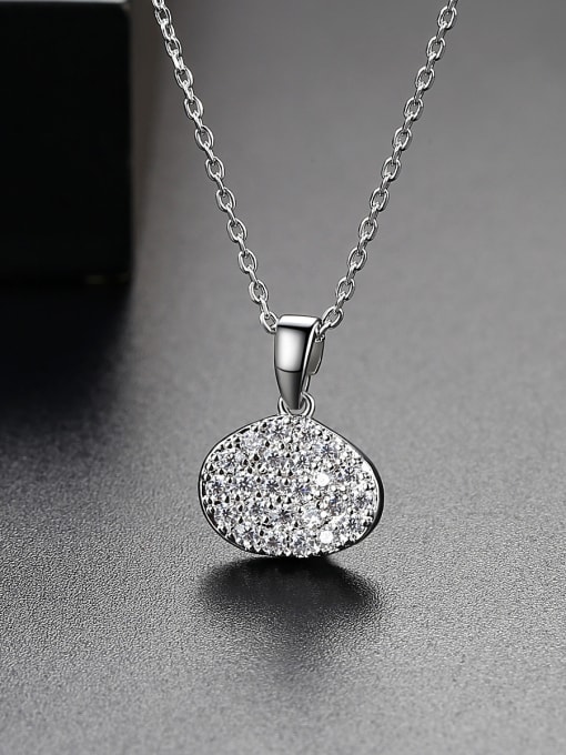 BLING SU Copper With 3A cubic zirconia Simplistic Oval Necklaces 2