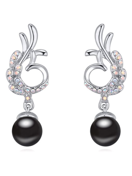 QIANZI Fashion Imitation Pearls Tiny Cubic Crystals Alloy Stud Earrings 4