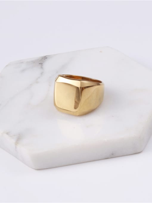 GROSE Titanium With Gold Plated Simplistic Geometric Band Rings 0